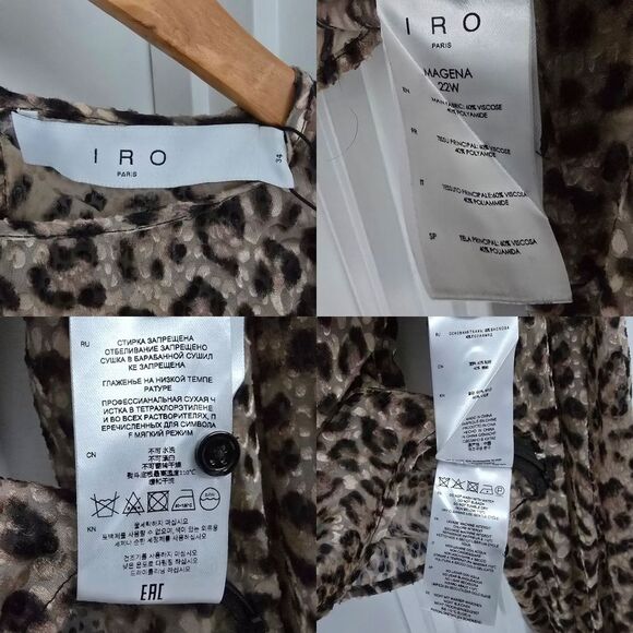 🆕️ IRO Magena Fil Coupé Chiffon Puff Sleeve Ruffle Long Sleeve Blouse Leopard - Picture 15 of 15